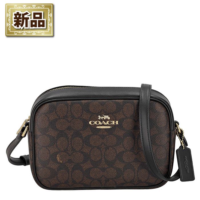 コーチ COACH ジェイミー カメラバッグ CZ186 IMXAQ 2025 AW ウォルナット シグネチャーキャンバス ブラック レザー