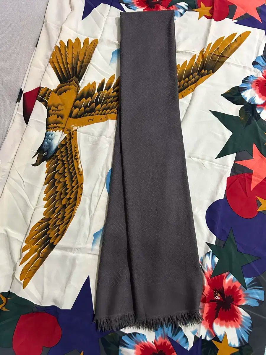 FENDI フェンディ FFロゴマフラー グレー