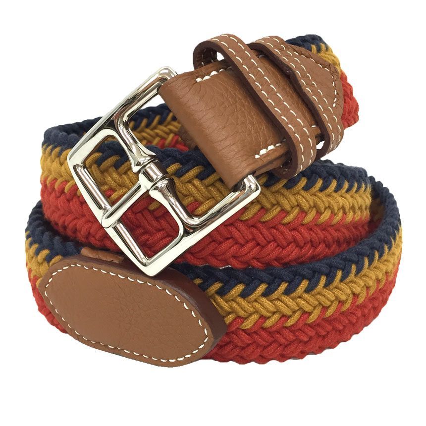 HERMES エルメス ロカバール エトリヴィエール ベルト 編み込み ワックスコットン レザー 新古品 aq11926