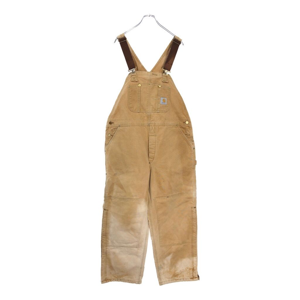 Carhartt カーハート フェード ダック ダブルニー ビブオーバーオール ブラウン メンズ W42相当 古着 V8118