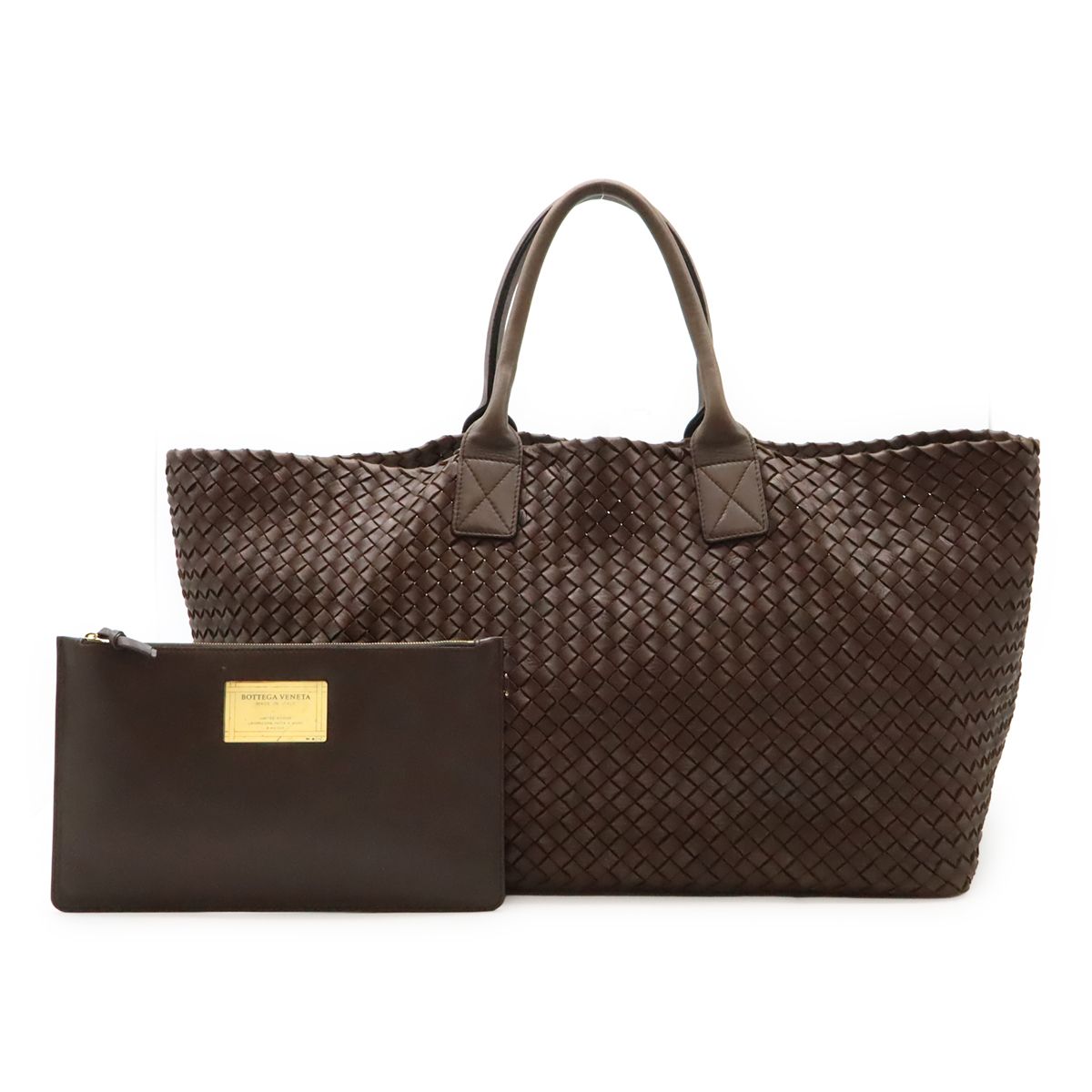 BOTTEGA VENETA ボッテガ ヴェネタ ボッテガベネタ イントレチャート カバGM トートバッグ レザー ブラウン 茶 ポーチ付き 113129