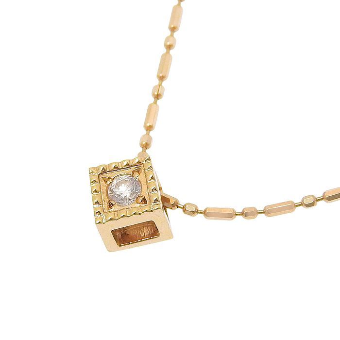 agete アガット デザイン ダイヤ ネックレス K18PG 750 ピンクゴールド ダイヤモンド 0.03ct 36cm アジャスター付 首飾り アクセサリー レディース 送料無料 241100092451 ★