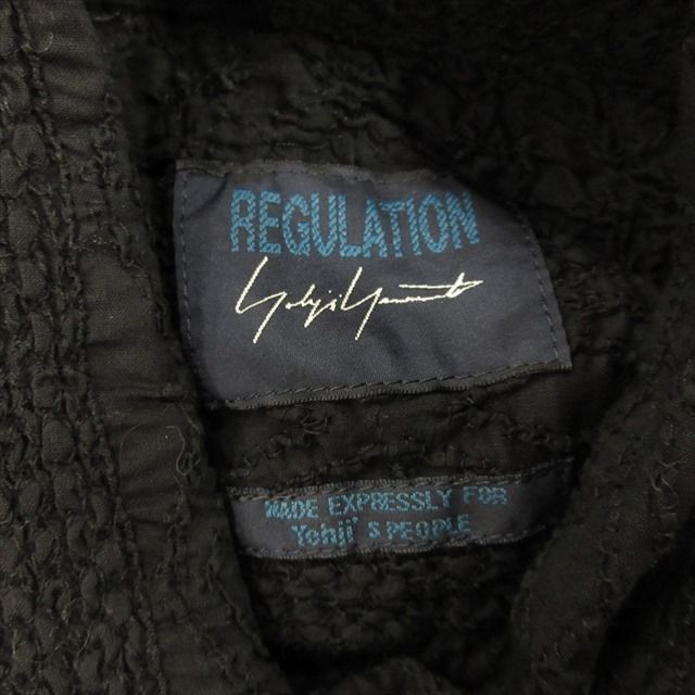  レギュレーション ヨウジヤマモト YOHJI 4本袖 シャツ ワンピース ドレス ブラウス カットソー 刺繍 総柄 2 黒 ブラック レディース 長袖 七分袖 ひざ丈ワンピース