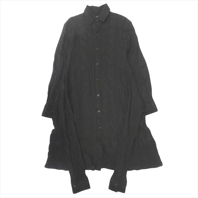 レギュレーション ヨウジヤマモト YOHJI 4本袖 シャツ ワンピース ドレス ブラウス カットソー 刺繍 総柄 2 黒 ブラック レディース