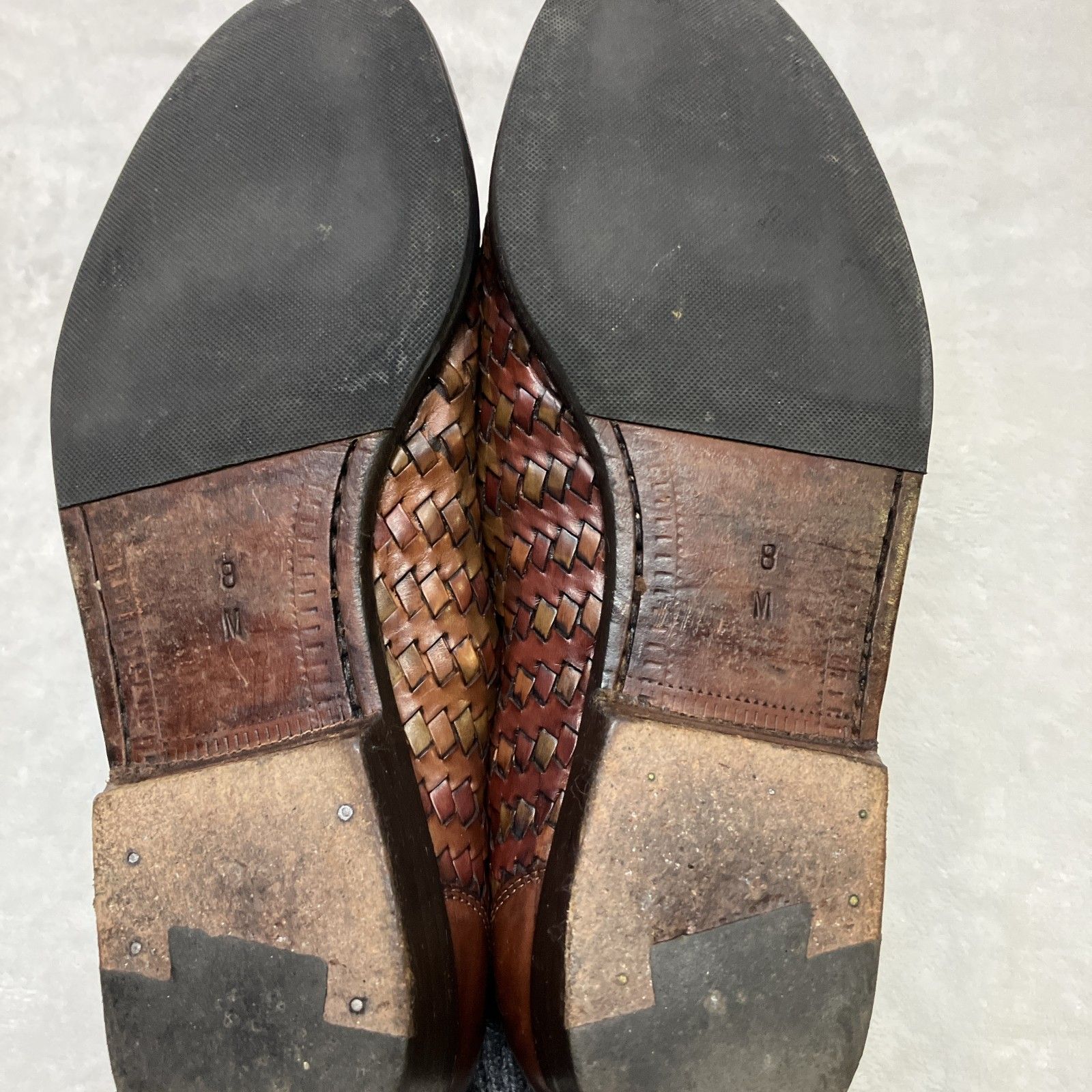 COLE HAAN】Brogano イタリア製 編み込みレザー ローファー ブラウン