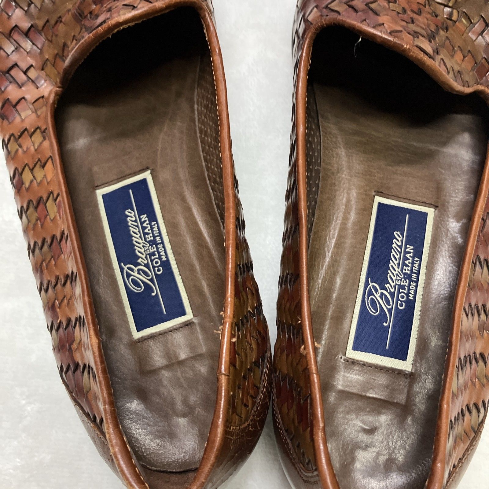 Bragano by Cole Haan イタリア製 ブラウン COLE HAAN】Brogano イタリア製 編み込みレザー ローファー ブラウン