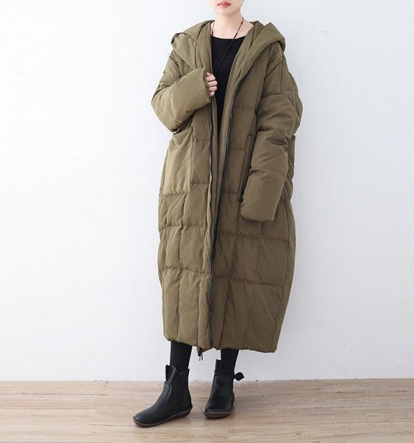 フリーサイズ ダウンコート レディース アウター ロングコート オーバーサイズ ゆったり ビックシルエット ダウンジャケット フードあり ロング 軽量 暖かい 防寒 かわいい おしゃれ カジュアル きれいめ 防寒 カーキ d1350s1