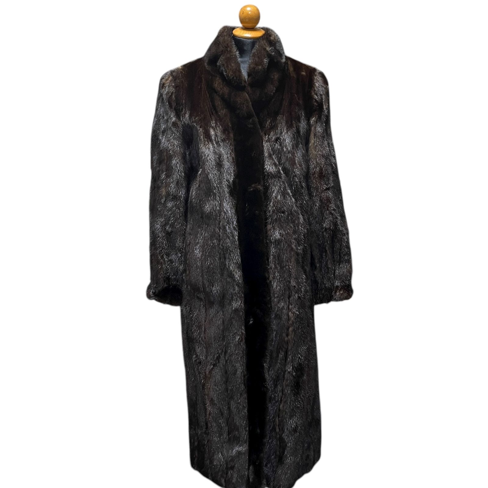 BLACKGLAMA ブラックグラマ毛皮 ロングコート ファーコート レディース 個人名刺繍有り ダークブラウン ミンク 品 kyQ19168N