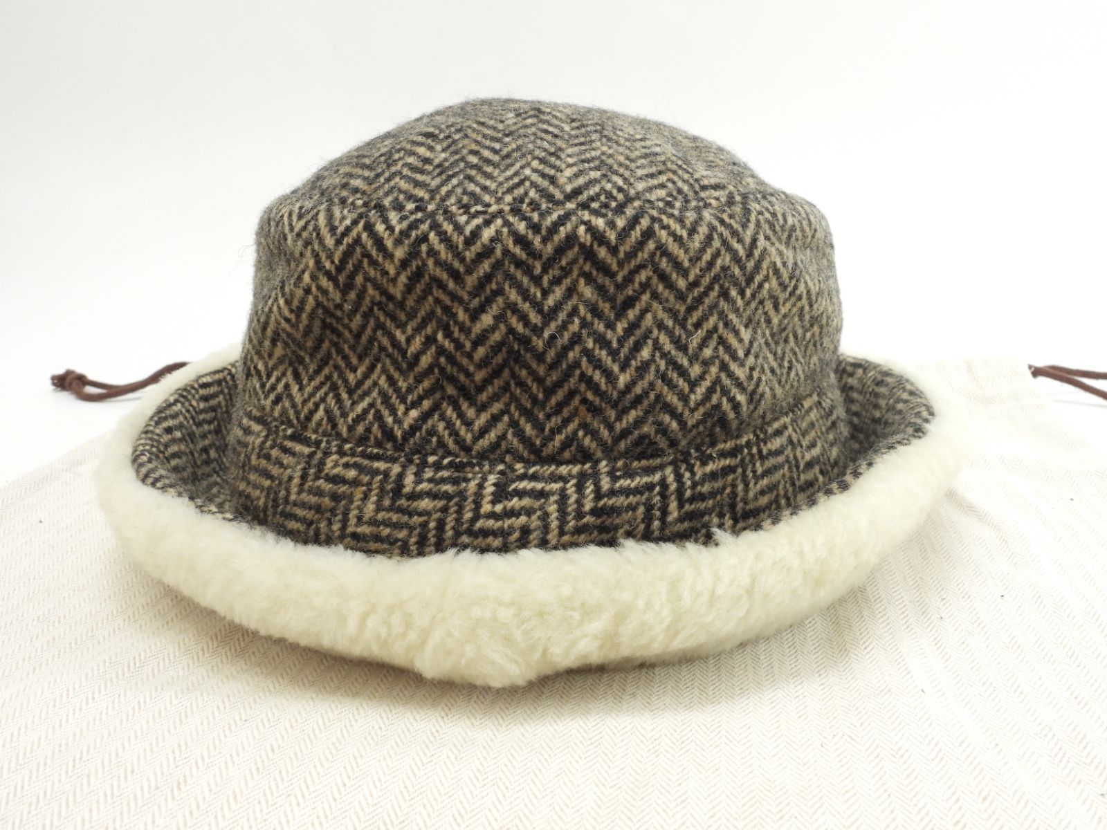  エルメス バゲットハット ウール90 カシミア10 黒茶白 帽子 1 バケットハット ハット