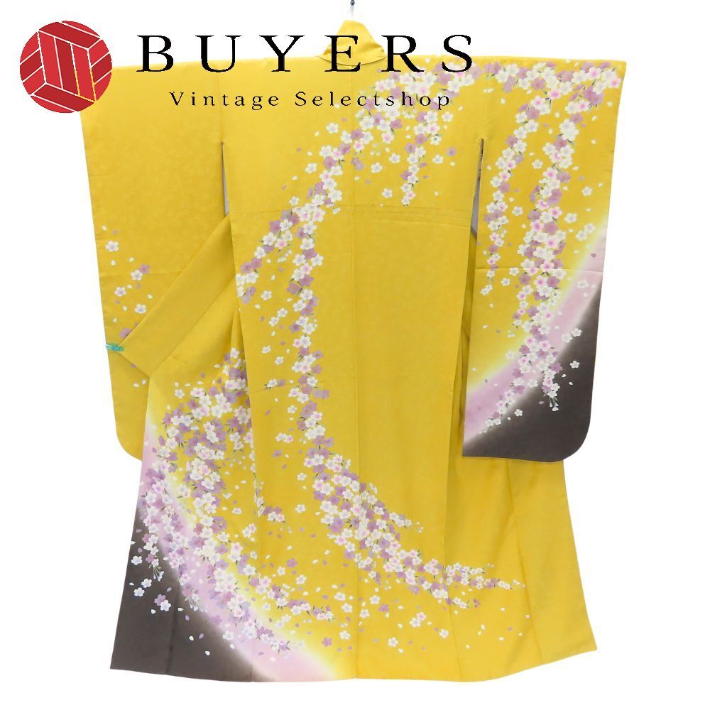 振袖 正絹 金銀糸除く イエロー 成人式 和装 呉服 和服 きもの レディース 女性