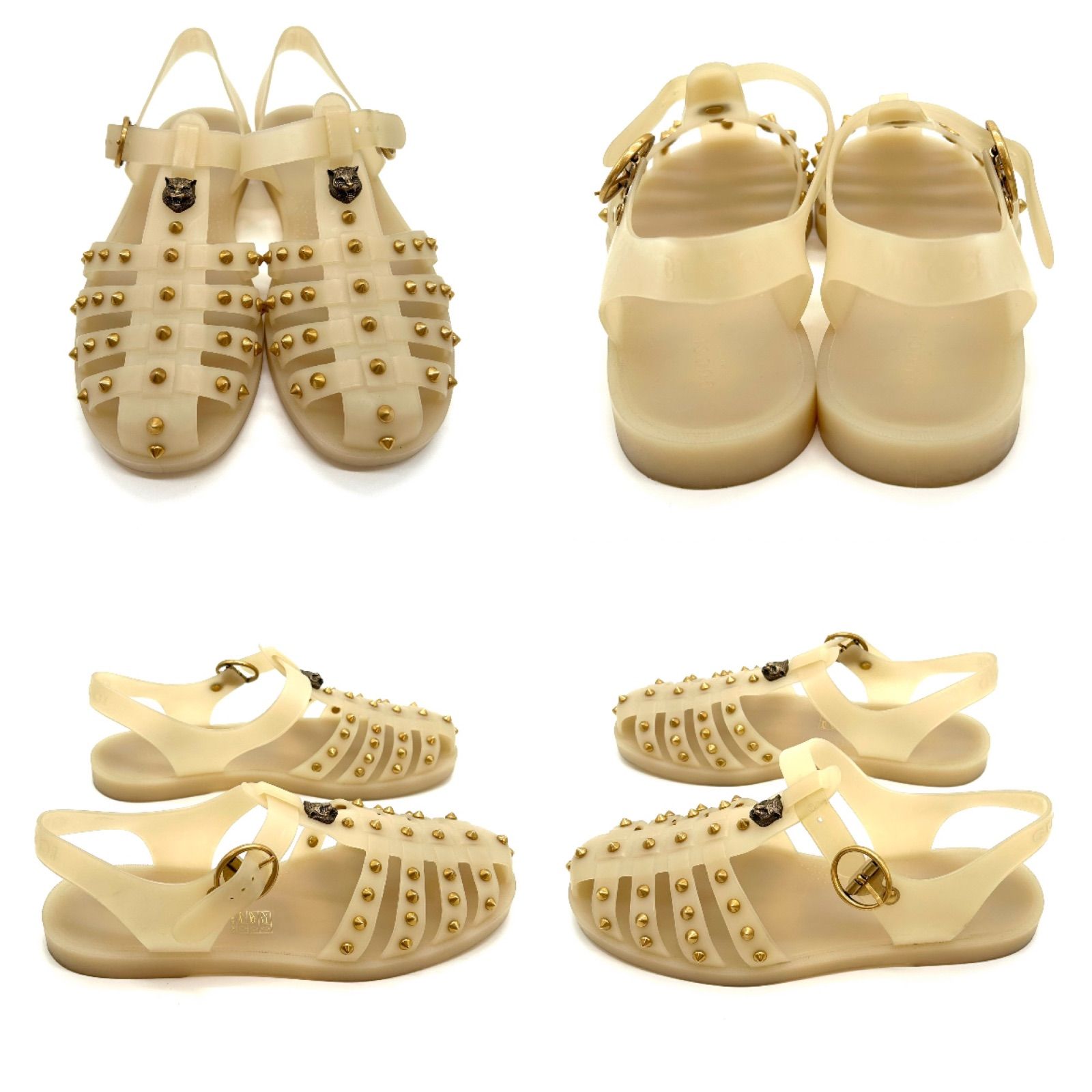 GUCCI グッチ キャット スタッズ ラバー グルカ サンダル 6 約25 cm