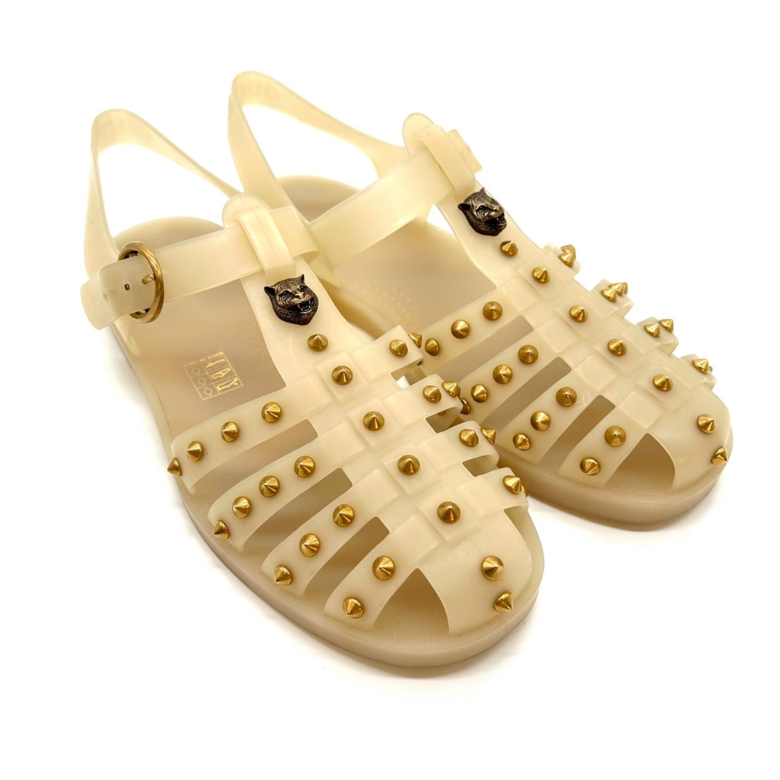 GUCCI グッチ キャット スタッズ ラバー グルカ サンダル 6 約25 cm