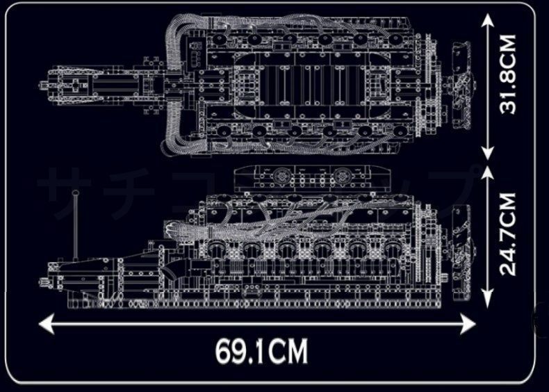 レゴ ランボルギーニ V 12エンジン モータードライブ ブロック 3472 PCS おもちゃ 知育玩具 モデル 子供用 玩具 組み立て レッド