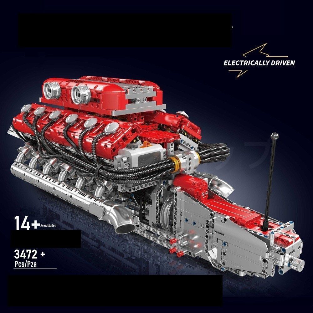 レゴ ランボルギーニ V12エンジン モータードライブ ブロック 3472PCS おもちゃ 知育玩具 モデル 子供用 玩具 組み立て レッド