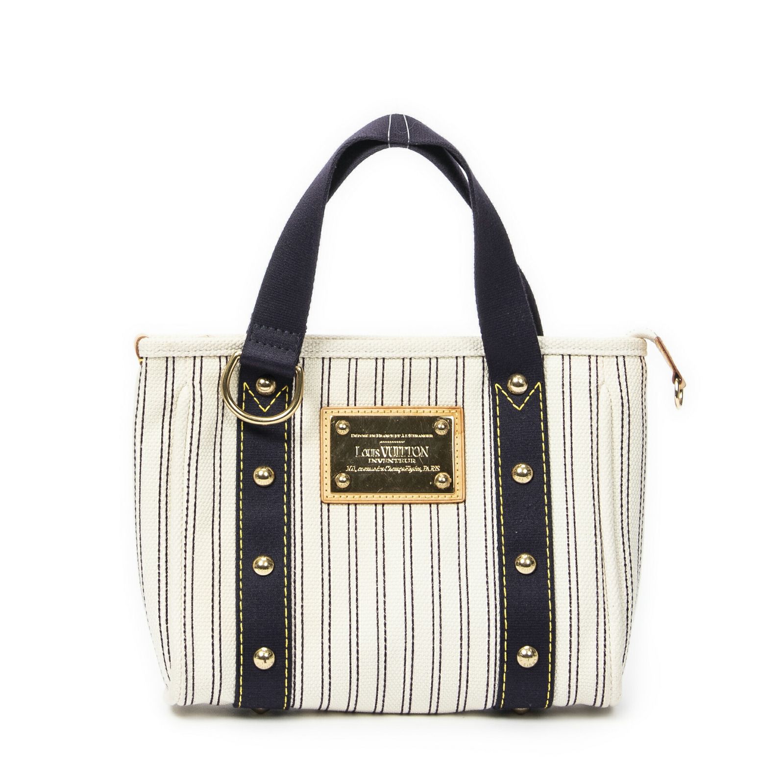 LOUIS VUITTON ルイヴィトンアンティグア カバアイボリー ネイビーブルーウェーブストライプA