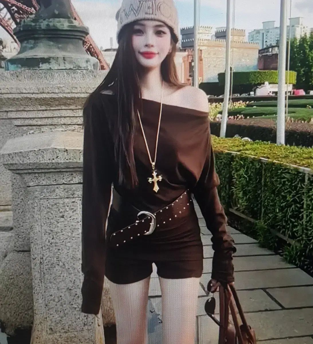 海外配送 オフショルダートップス ショートパンツ ベルト 3ピースセット MERCADOAVALIA_COM_BR