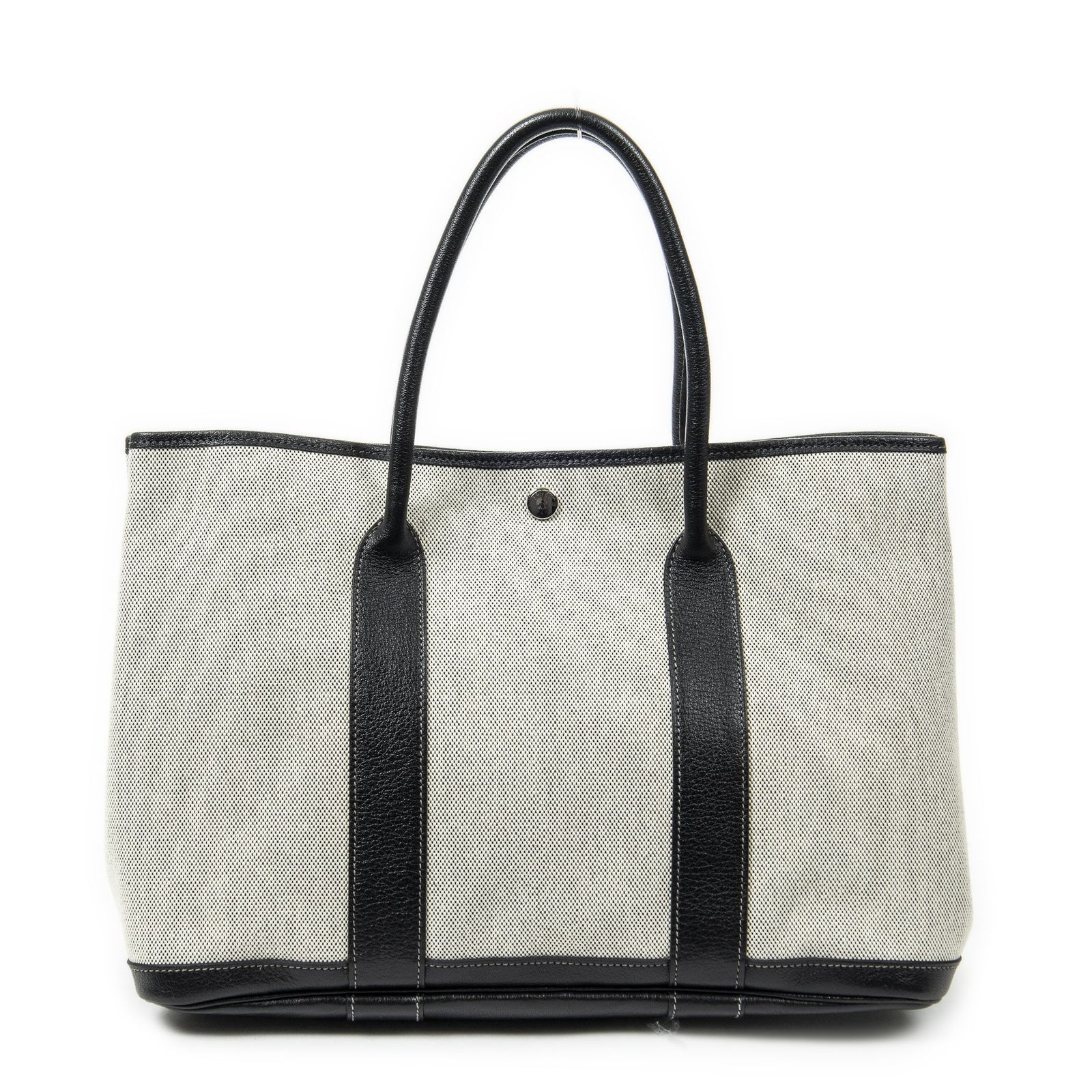 HERMES エルメスガーデンパーティーアイボリー 黒トワルアッシュA