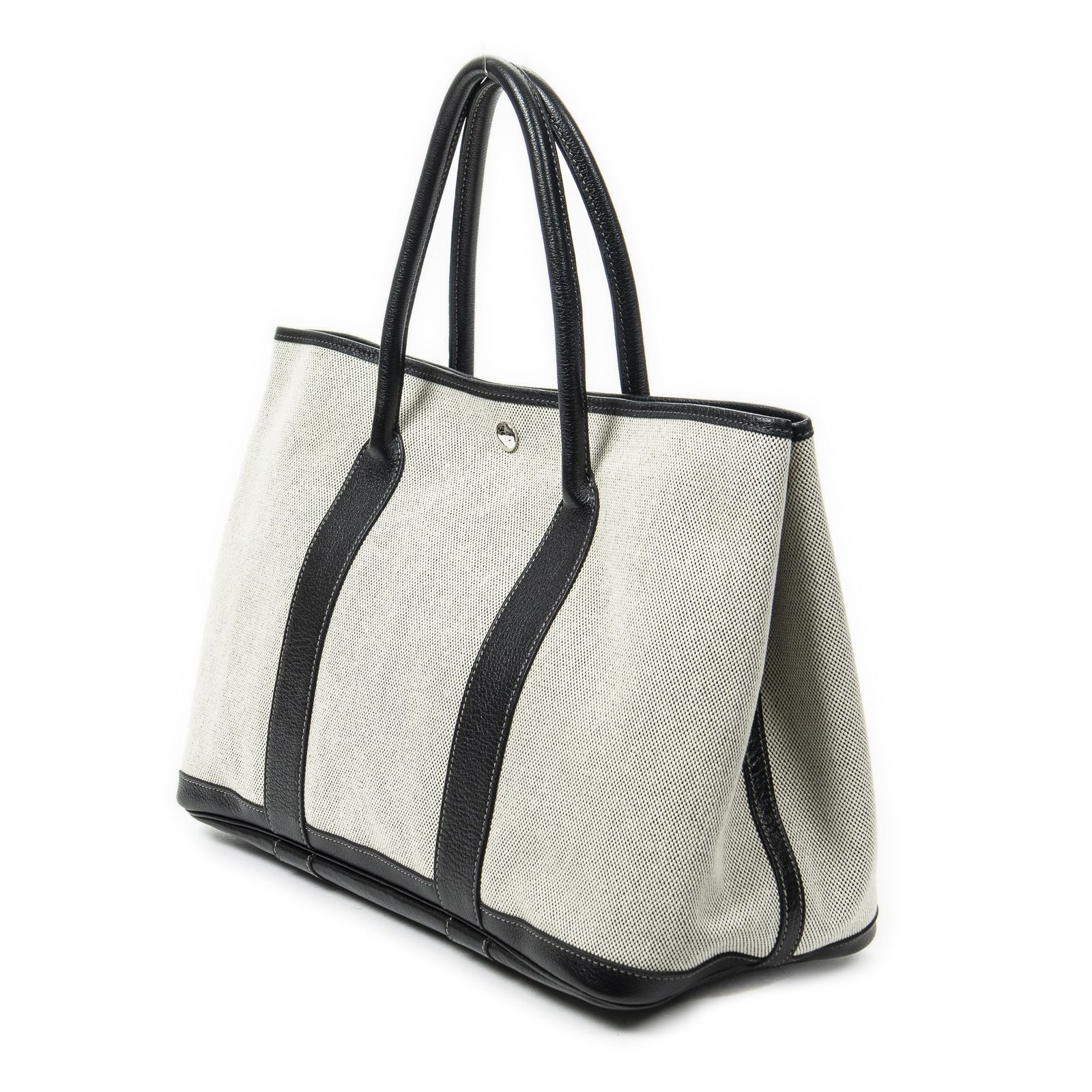 HERMES エルメスガーデンパーティーアイボリー 黒トワルアッシュA