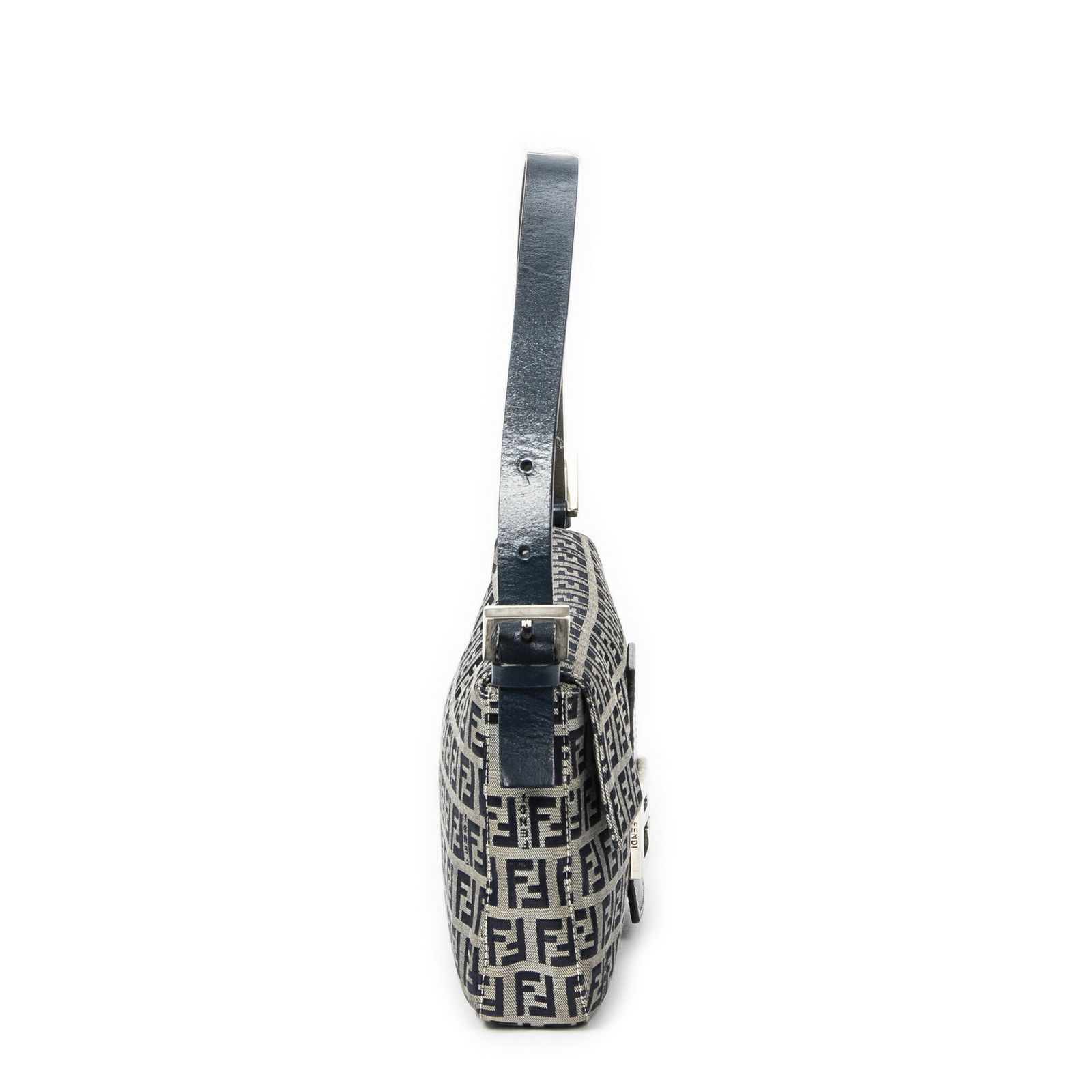 フェンディバゲットネイビー ベージュズッキーノキャンバスA