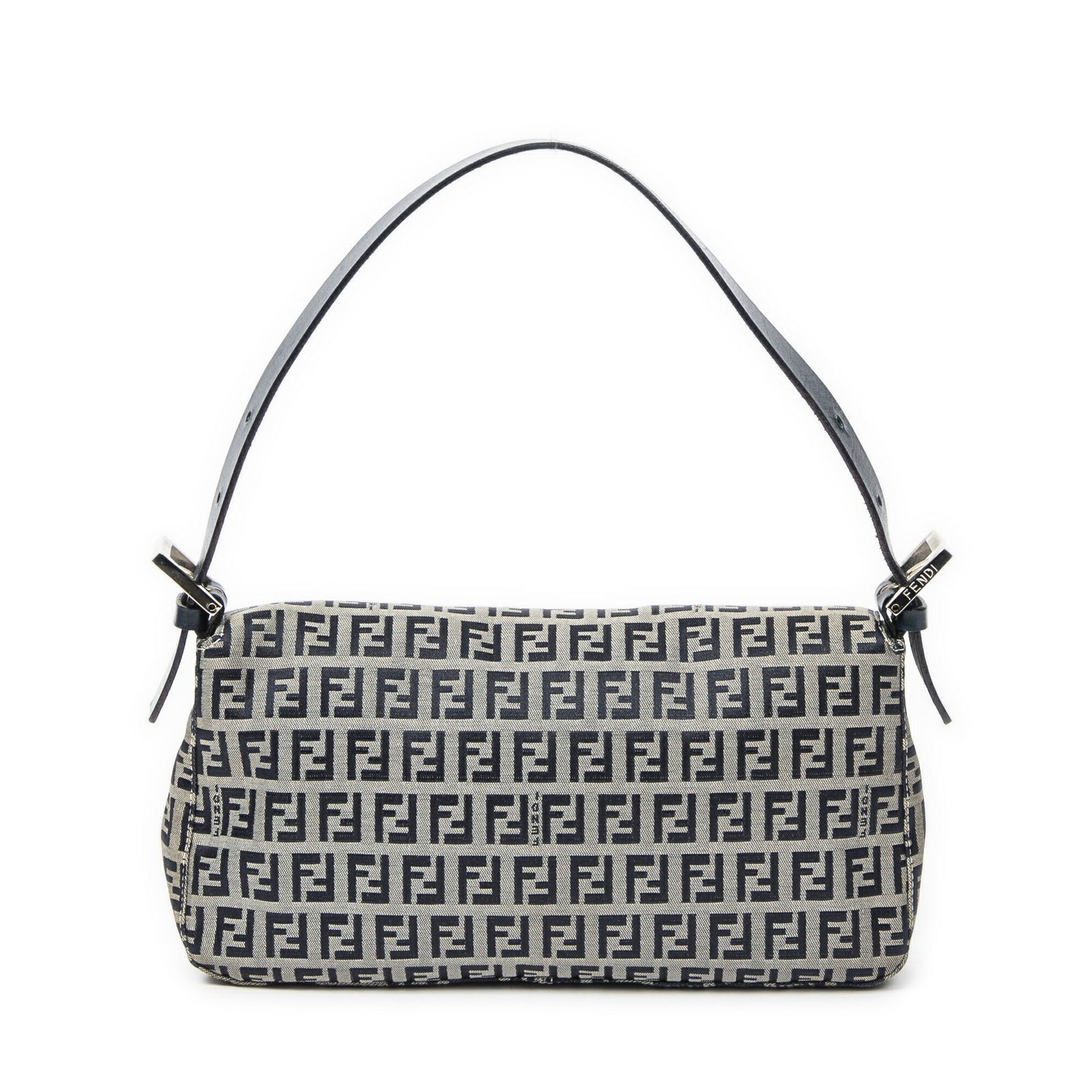 フェンディバゲットネイビー ベージュズッキーノキャンバスA