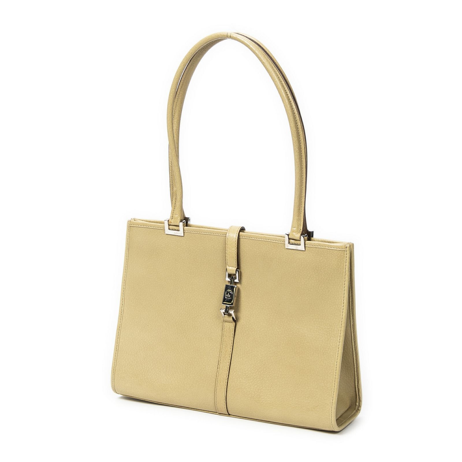 GUCCI グッチスクエア ジャッキー トート緑グレインカーフスキンレザーA