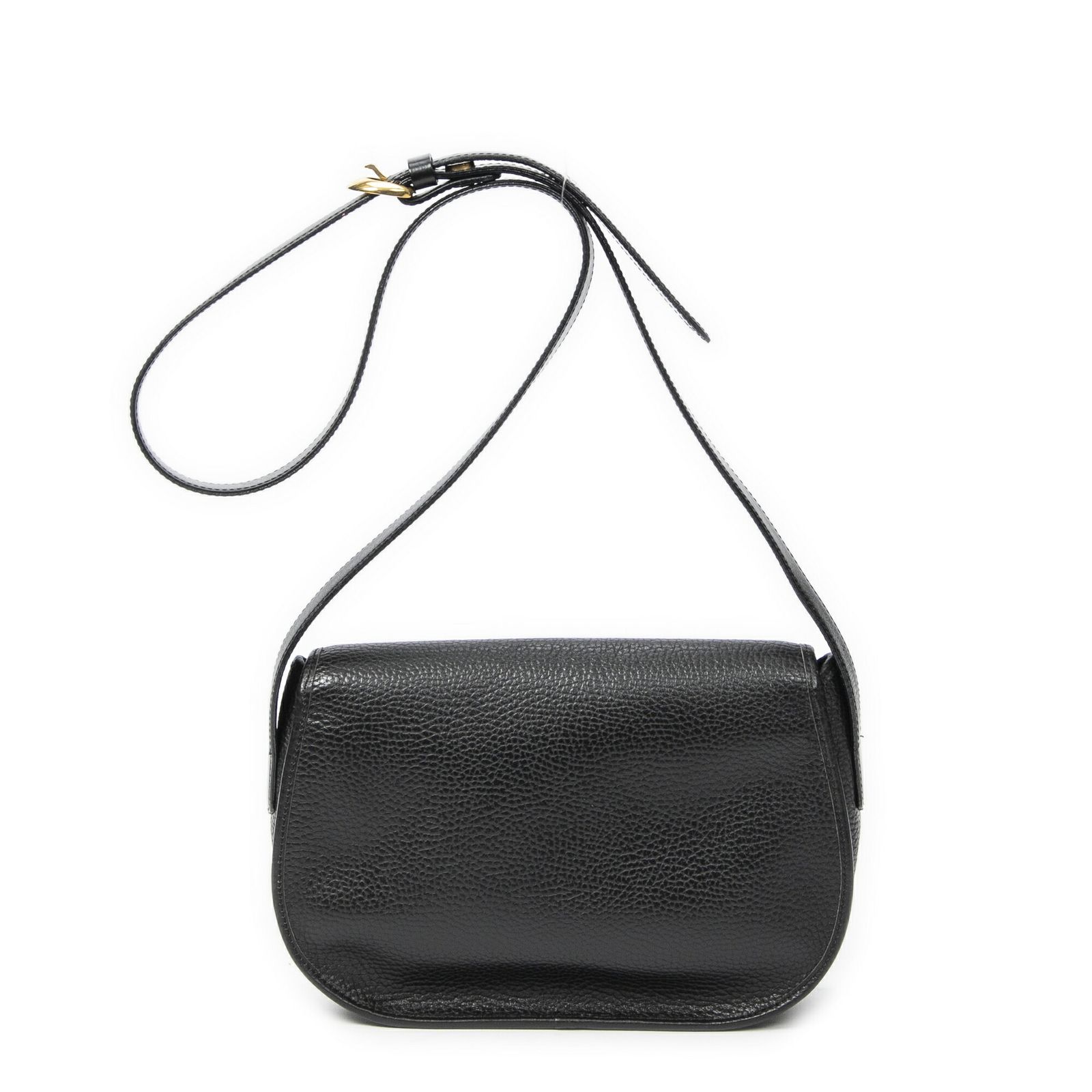  DIOR ディオールヴィンテージ フラップ クロスボディ黒グレインカーフスキンレザーA メッセンジャーバッグ ショルダーバッグ