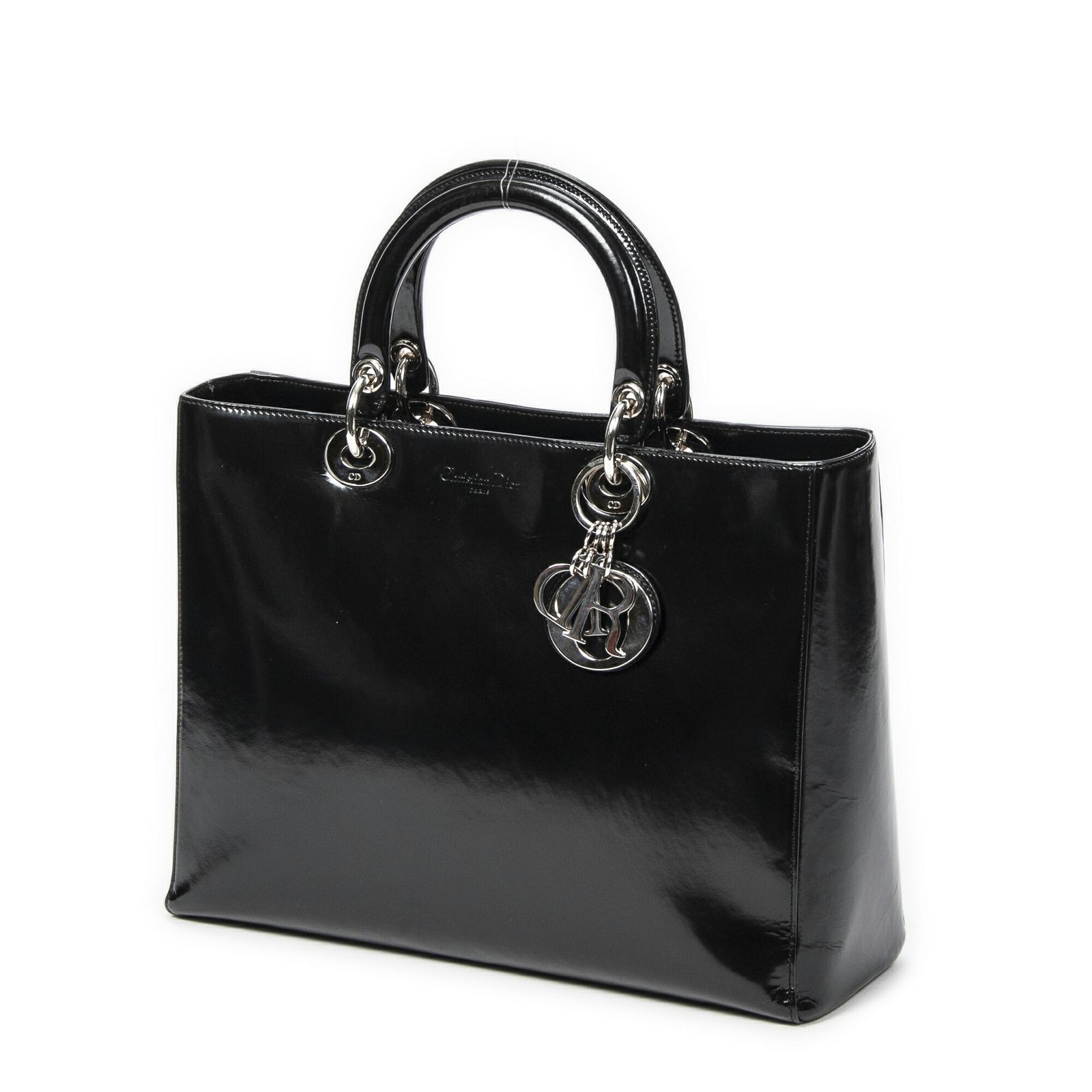 DIOR ディオールミディアム レディ ディオール ジップ黒スムースレザーA