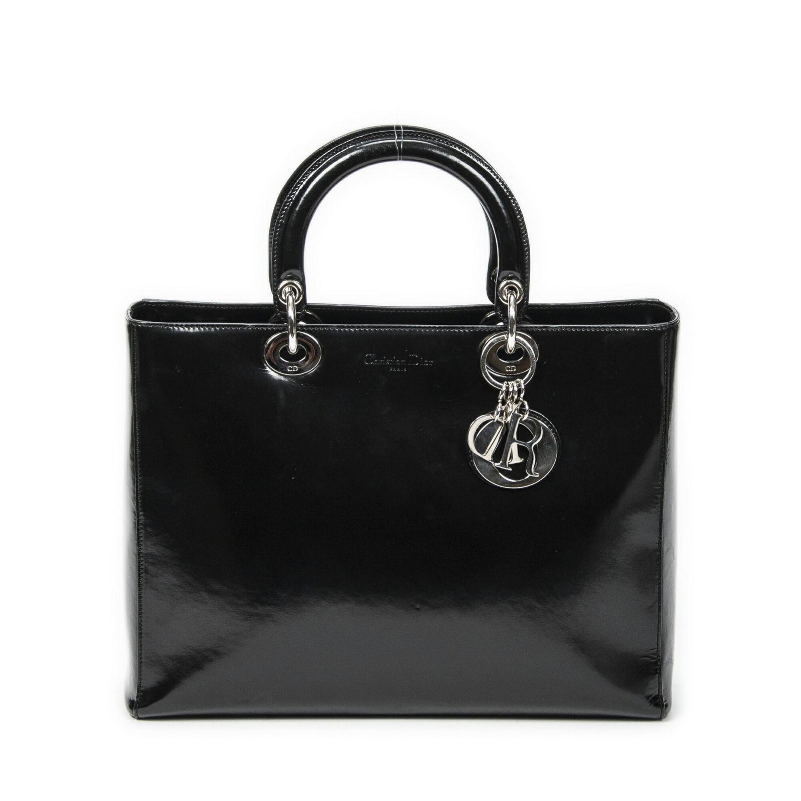 DIOR ディオールミディアム レディ ディオール ジップ黒スムースレザーA