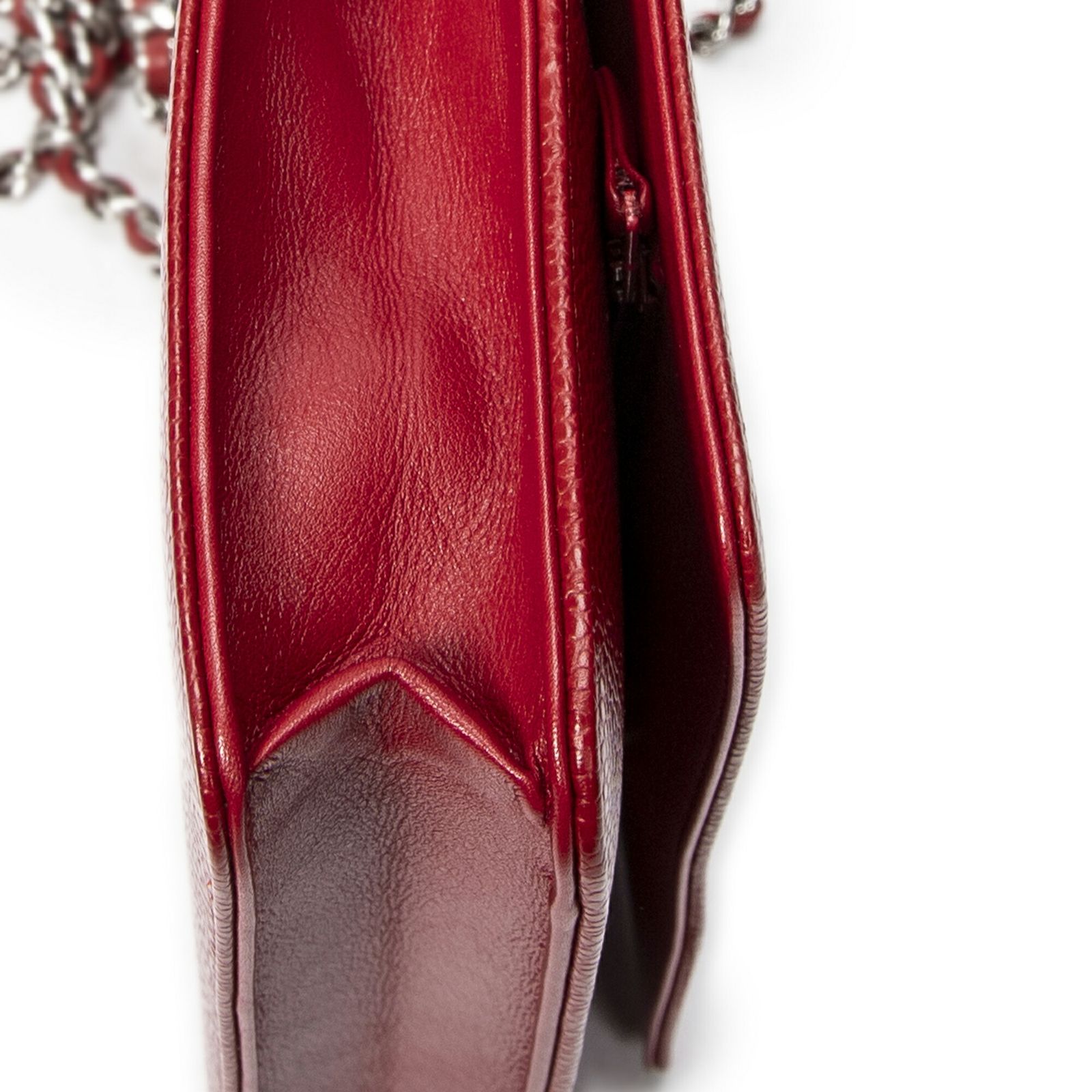 CHANEL シャネルタイムレスチェーンウォレット赤キャビアレザーA