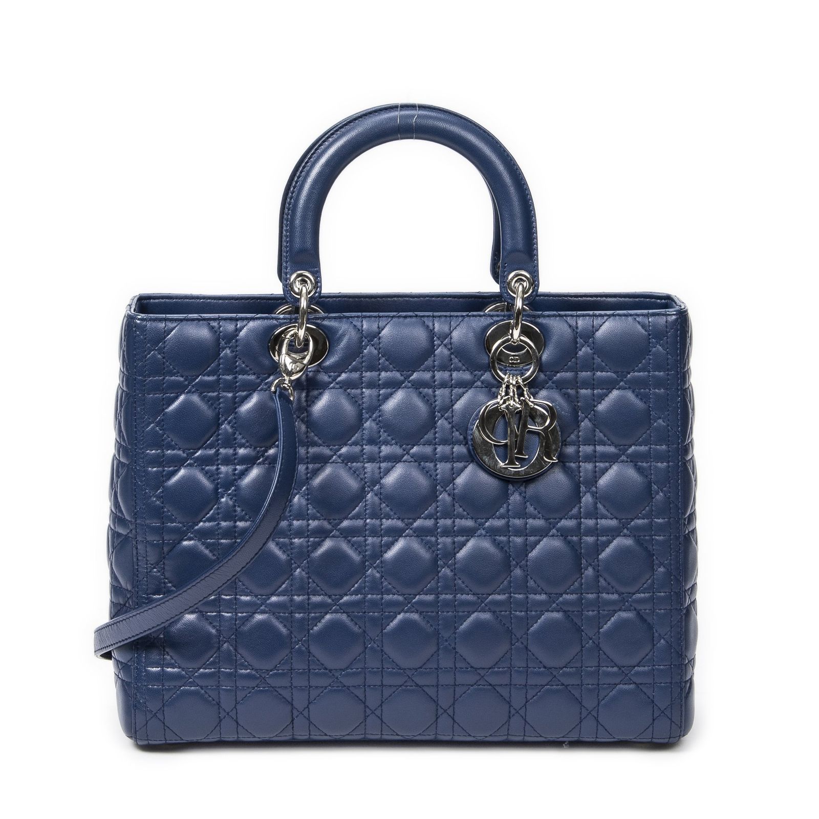 DIOR ディオールラージ レディ ディオール ジップ青カナージラムスキンレザーA