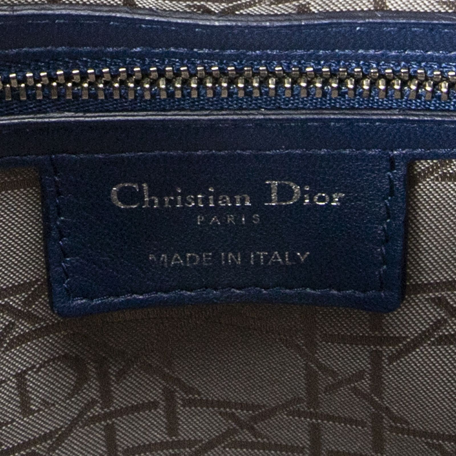  DIOR ディオールラージ レディ ディオール ジップ青カナージラムスキンレザーA メッセンジャーバッグ ショルダーバッグ