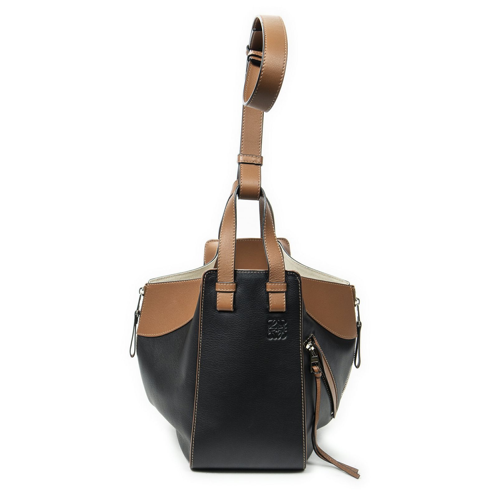 ロエベスモールハンモックブラウン ブラックカーフスキンレザーA