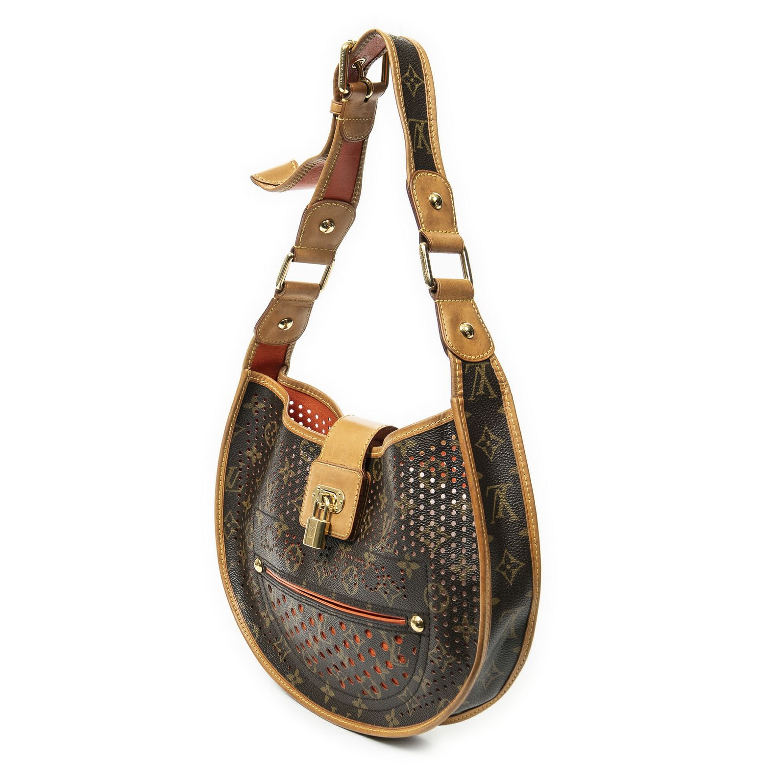 LOUIS VUITTON ルイヴィトンデミルン茶色 オレンジモノグラムペルフォ AB