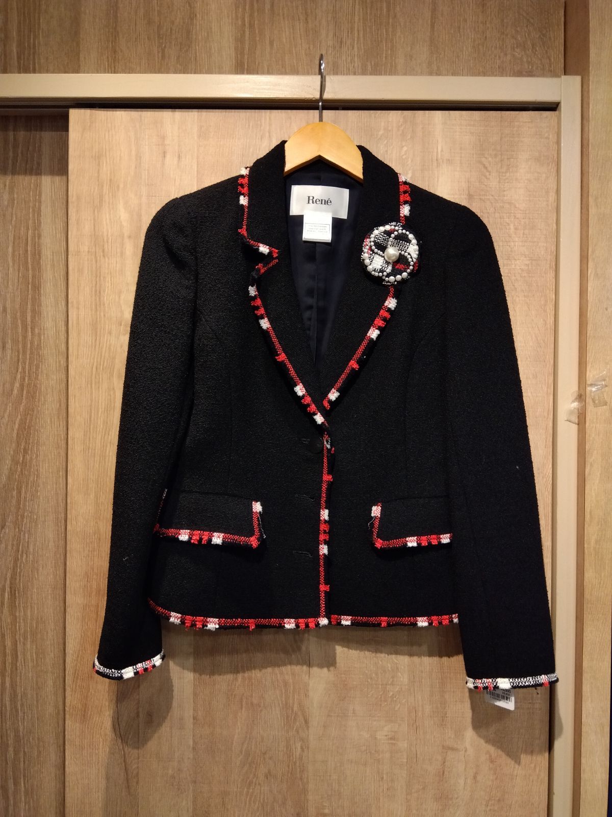 M08 ルネ ツイード ウール生地 黒 上品 エレガント フォーマル お呼ばれ オケージョン テーラード