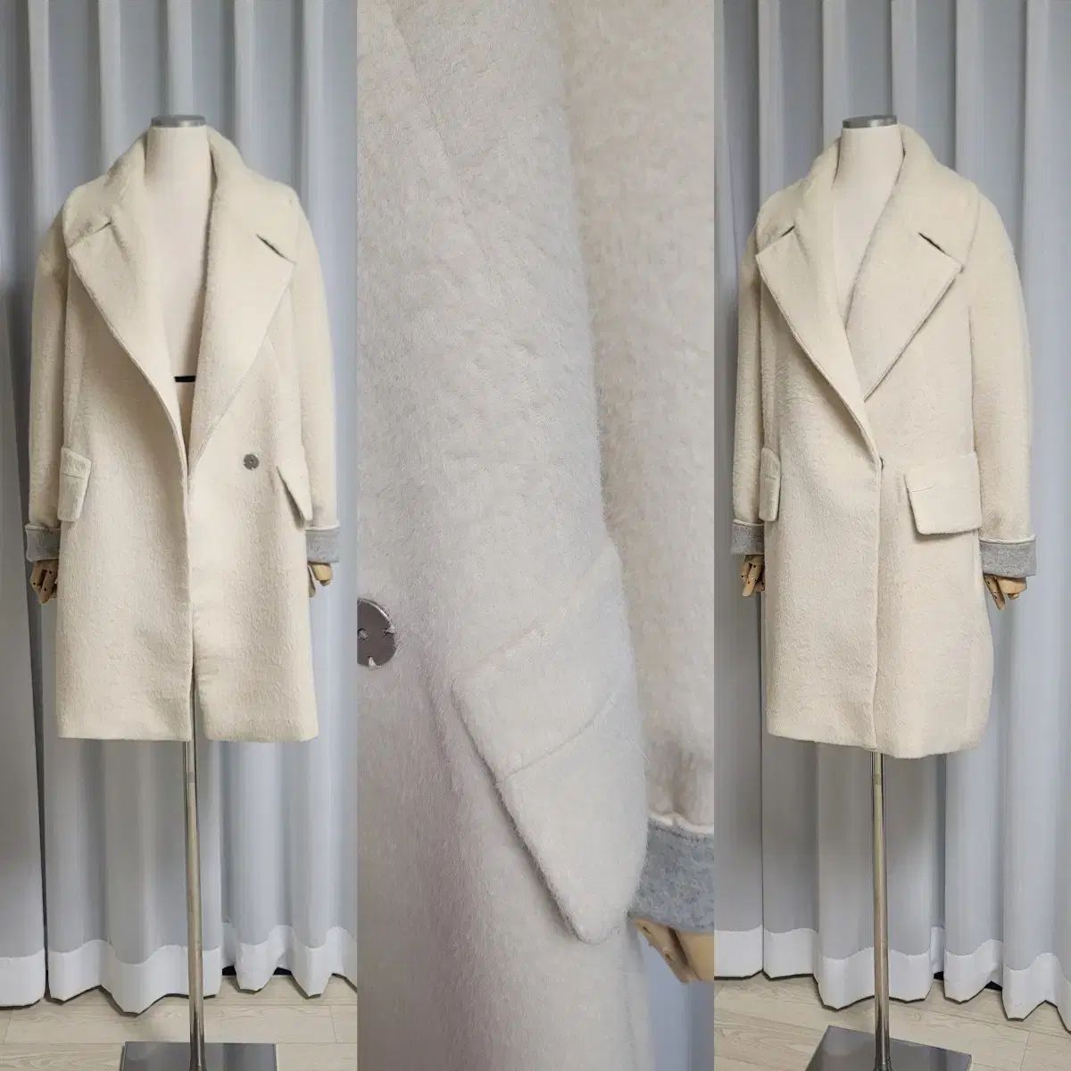 システム ウール クリーム色コート ほぼ