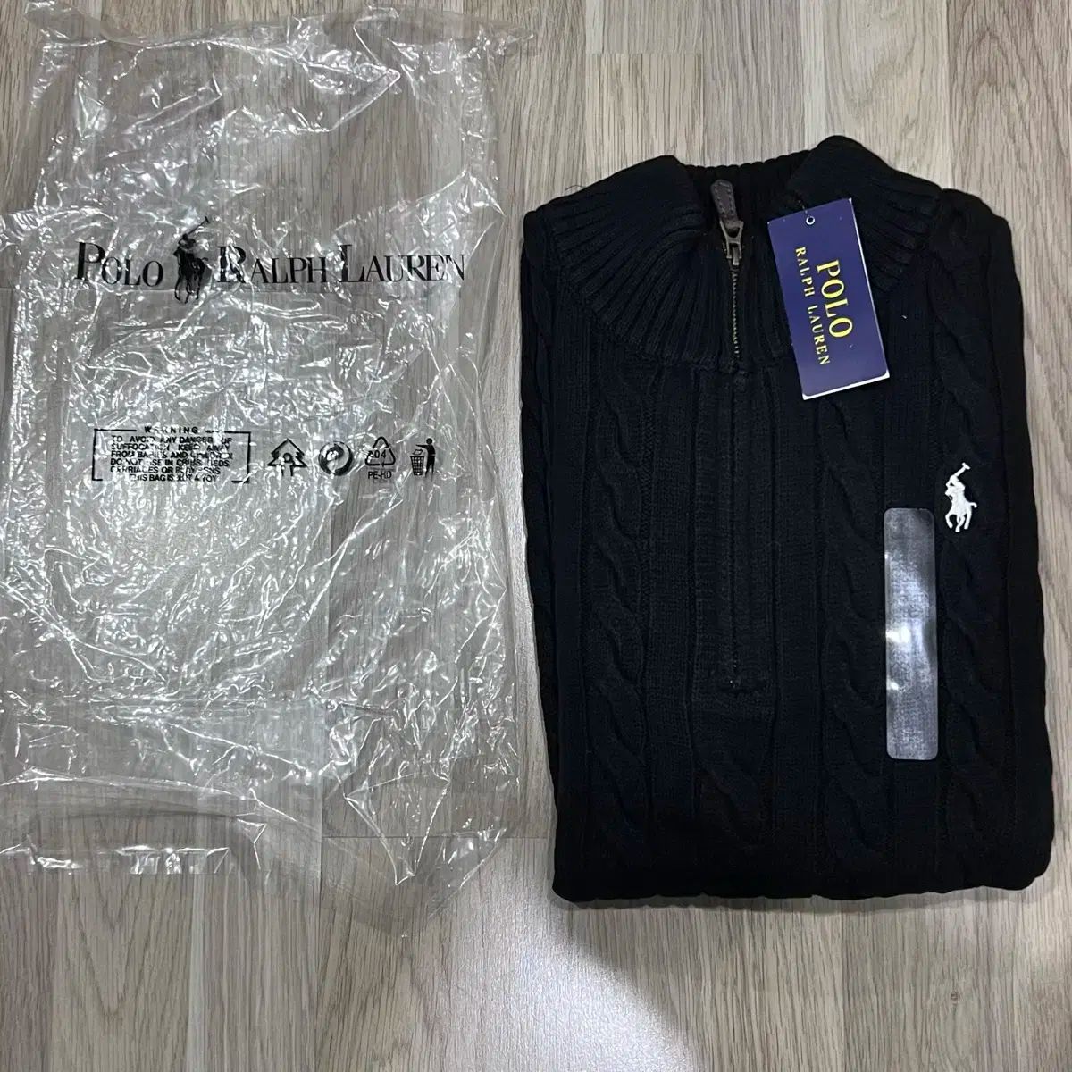 ポロラルフローレン ケーブル ニット ブラック XL