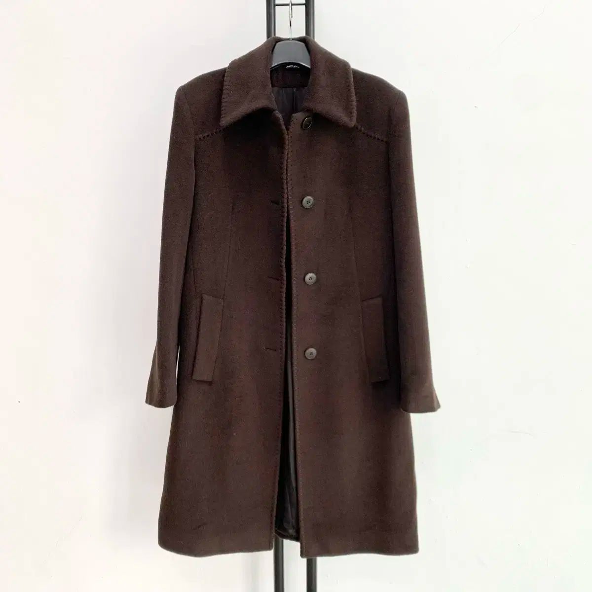 CINZIA ROCCA イタリア製 ロンジ ジニアロカ ブラウン ラナウール ロングコート