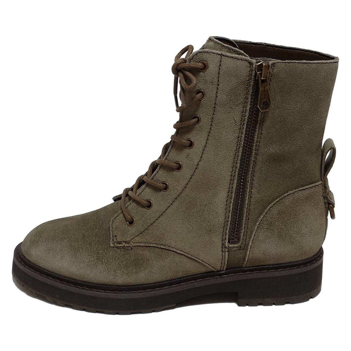 COLE HAAN コールハーン ショートブーツ 6 1 2 レディース - カーキ レースアップ サイドジップ