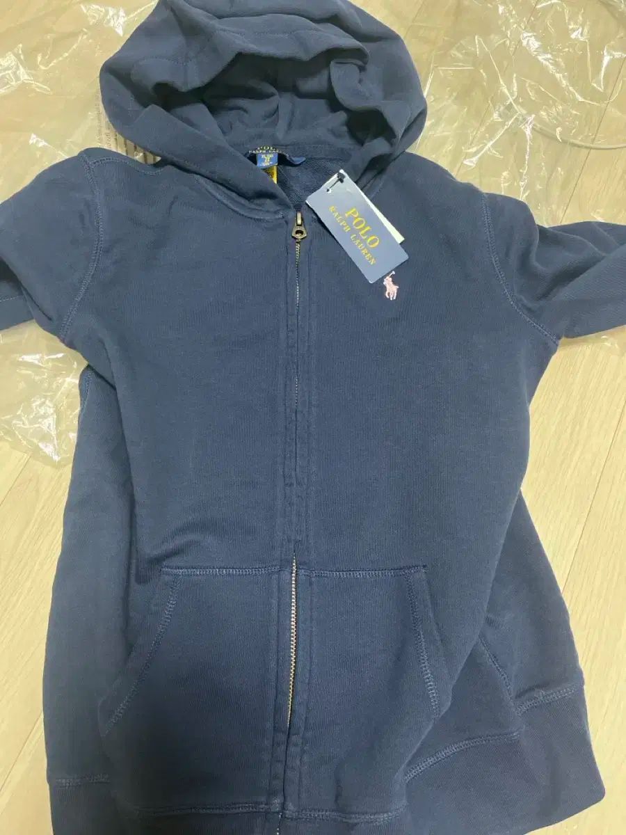 ポロフーディー ジップアップ 紺 ガールズ