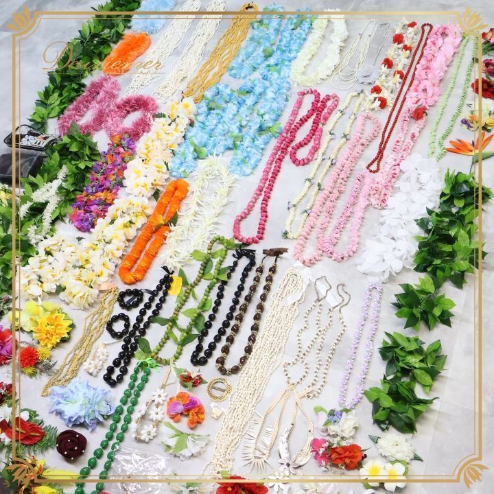 フラダンス 小物 小道具 全100点以上 セット カラフル ネックレス フラワーレイ リーフレイ 髪飾り 頭飾り ウィッグ リーフ タヒチアン 民族衣装 ダンス小物 ハワイアン イベント ヘア セット販売