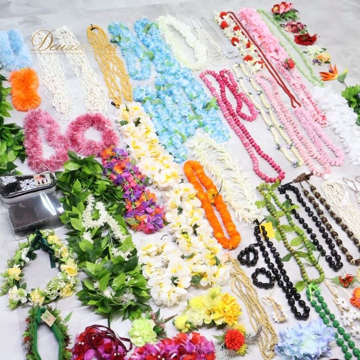 フラダンス 小物 小道具 全100点以上 セット カラフル ネックレス フラワーレイ リーフレイ 髪飾り 頭飾り ウィッグ リーフ タヒチアン 民族衣装 ダンス小物 ハワイアン イベント ヘア セット販売