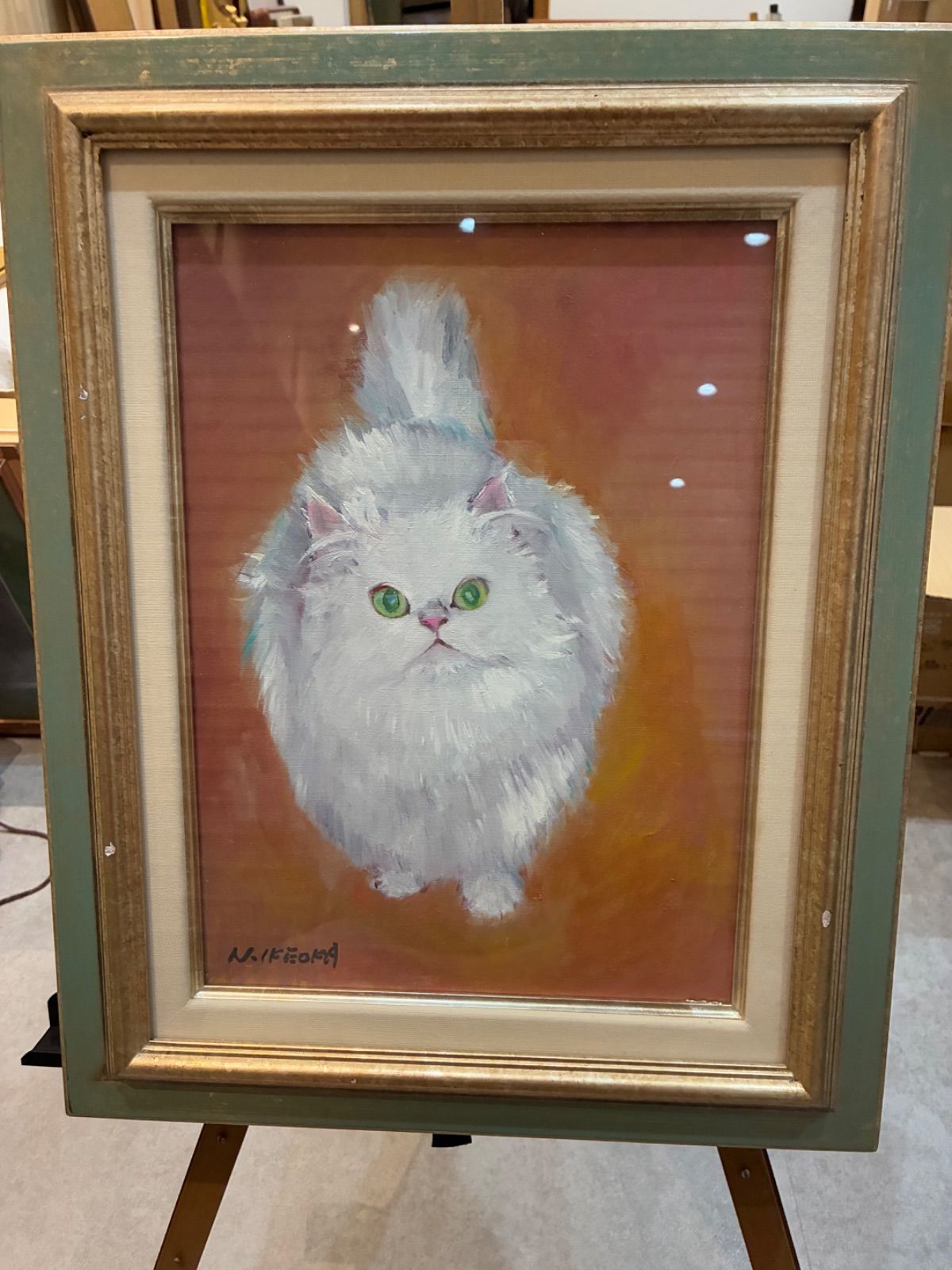 猫 版画 サイン有 額装 額入り 美術 芸術 壁掛け飾り