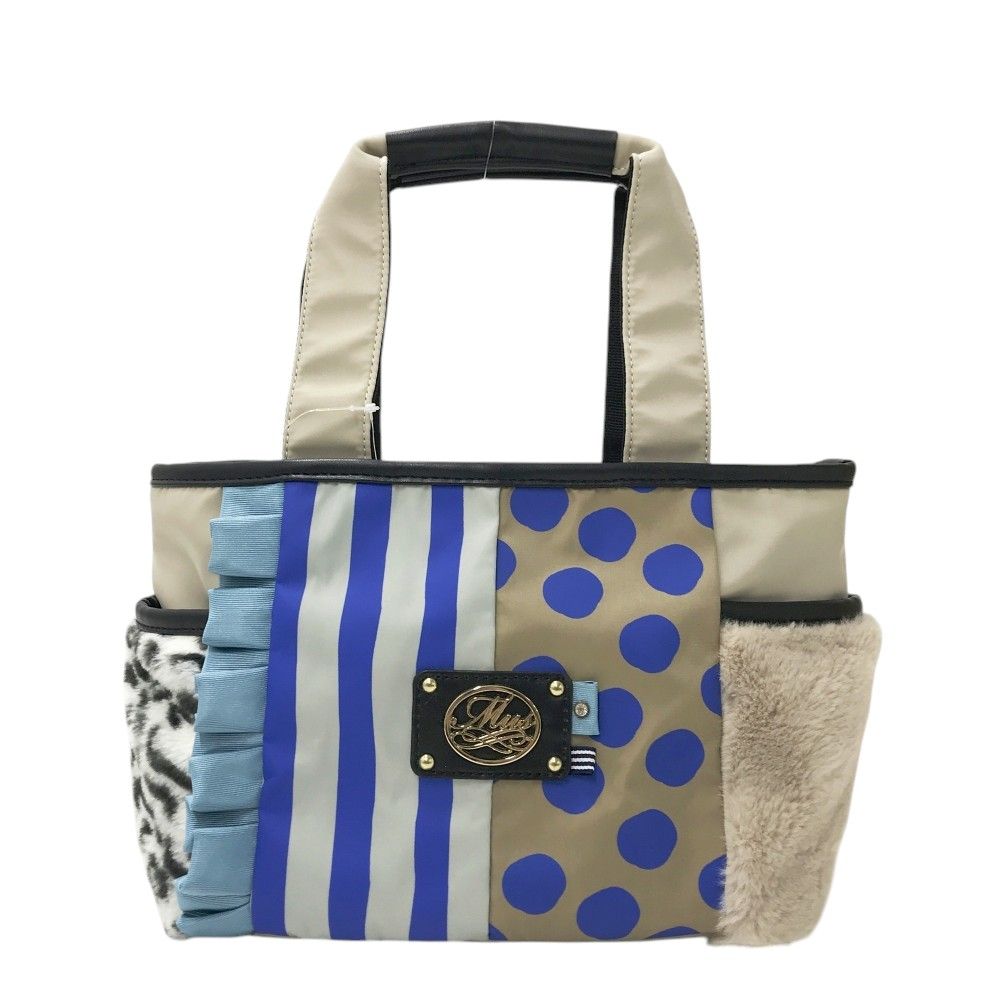 M.U SPORTS エムユースポーツ カートバッグ ファー 総柄 ベージュ系 F 240101559938 ゴルフウェア ストスト