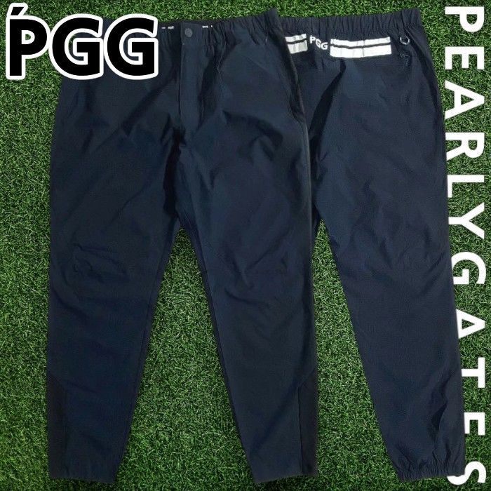 PGG by PEARLY GATES ピージージー パーリーゲイツ ゴルフ 高密度ドライポプリン メッシュ切替 4WAYストレッチ テックパンツ ゴルフウェア 268-2231601 定価2.8万 ネイビーブラック 031 51103w07