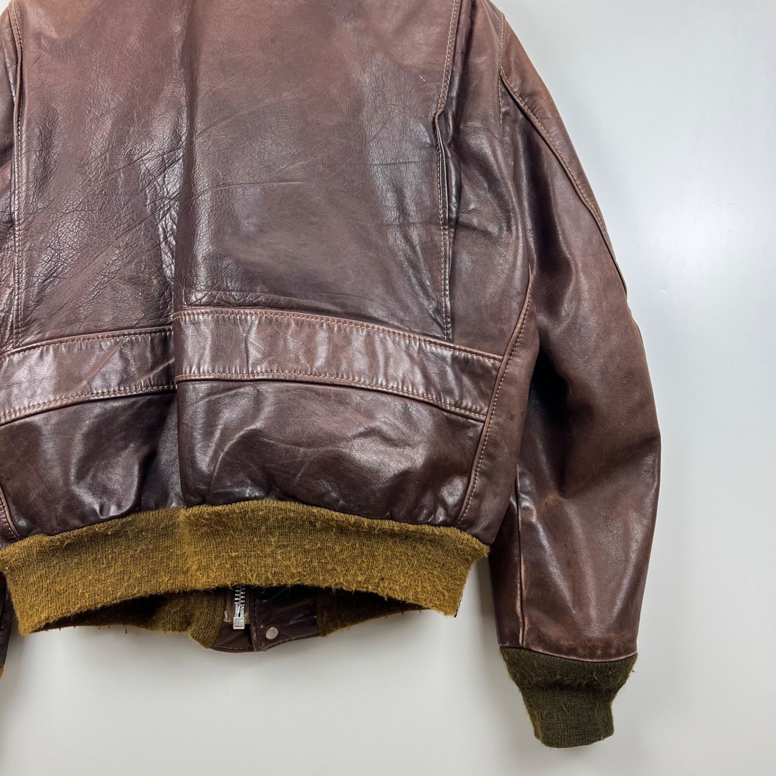 SCHOTT 70s USA vintage A-2 Leather flight jacket 44 XXL ショット