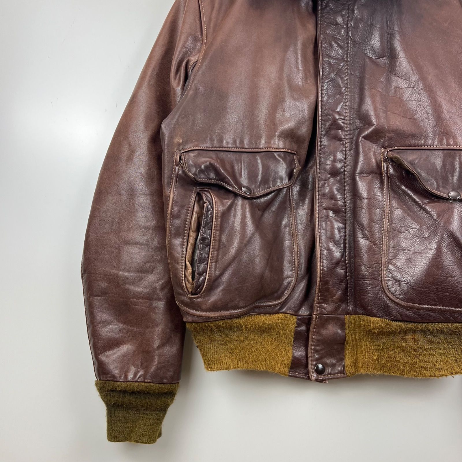 SCHOTT 70s USA vintage A-2 Leather flight jacket 44 XXL ショット