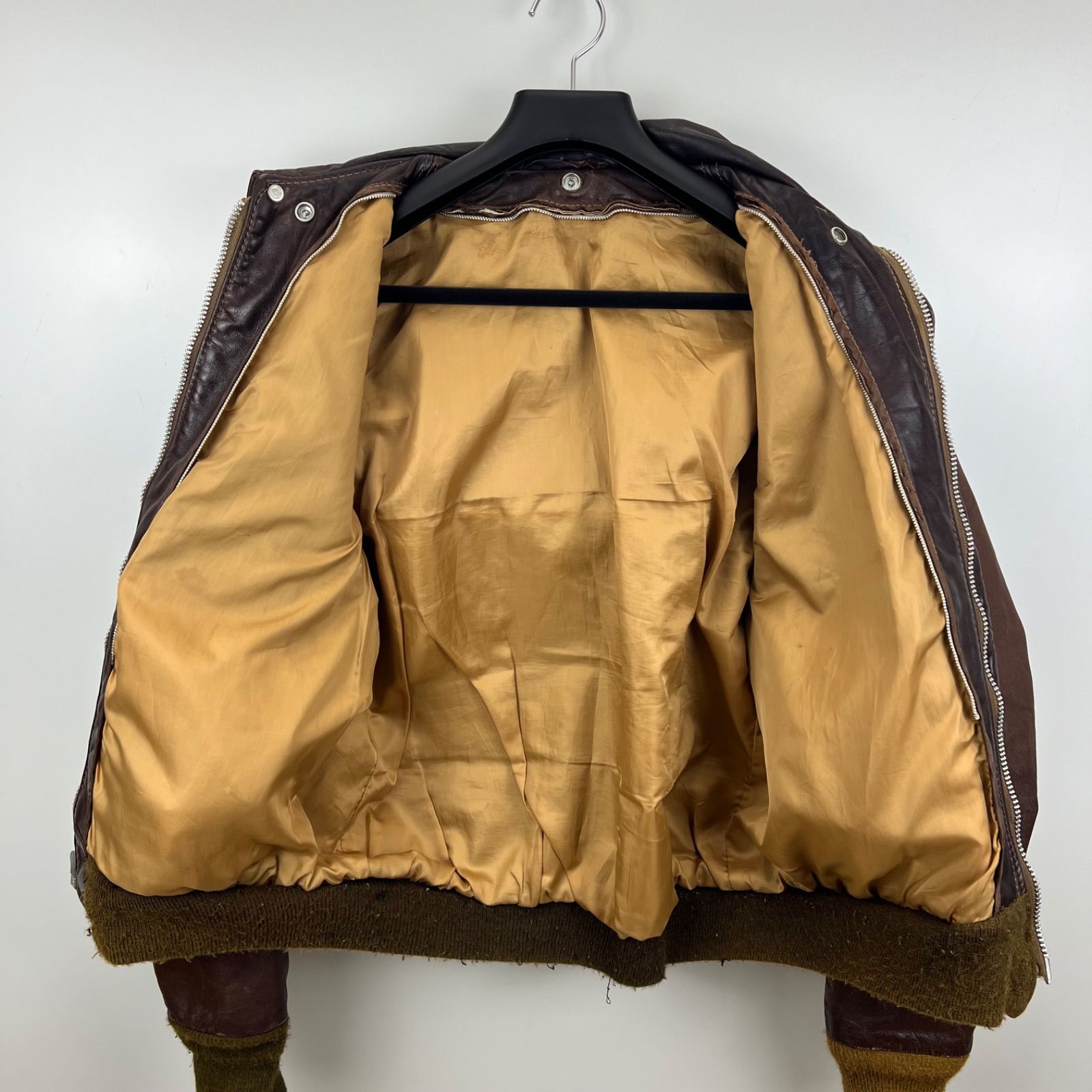 SCHOTT 70s USA vintage A-2 Leather flight jacket 44 XXL ショット