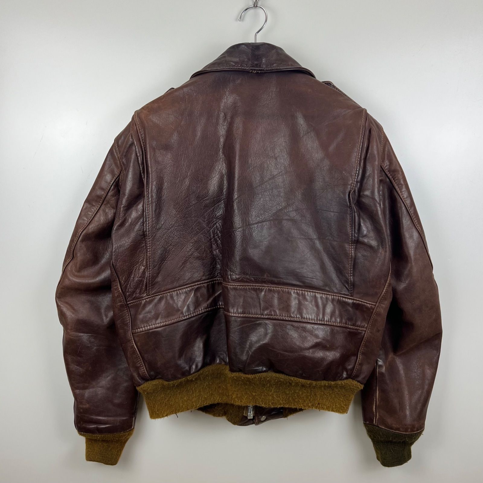 SCHOTT 70s USA vintage A-2 Leather flight jacket 44 XXL ショット