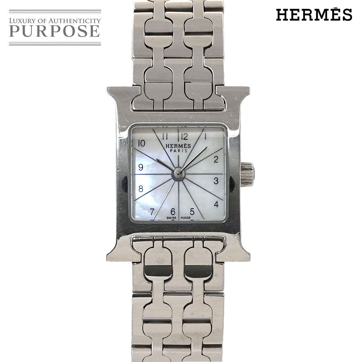 エルメス HERMES Hウォッチ ミニ HH1 110 レディース 腕時計 ホワイトシェル クォーツ ウォッチ H Watch mini 90301231