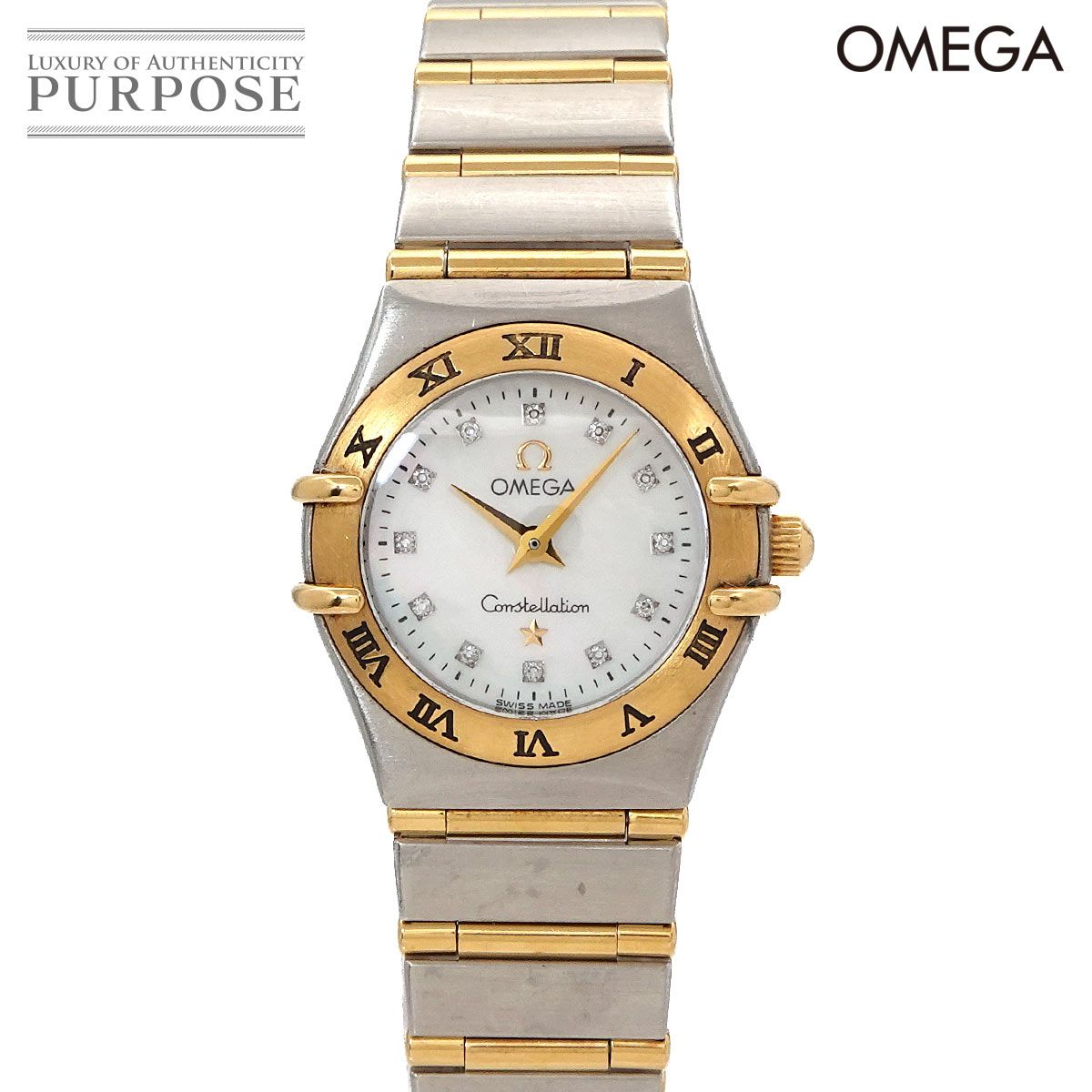 オメガ OMEGA コンステレーション ミニ コンビ 1262 75 レディース 腕時計 12 P ダイヤ YG クォーツ Constellation